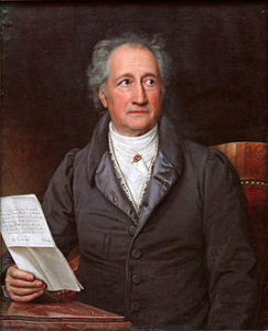 schilderij van de dichter Goethe met brief in de hand