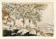 Tekening van de dichter Goethe 1787