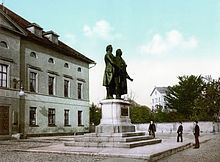 Standbeeld van de dichters Goethe en Schiller in Weimar