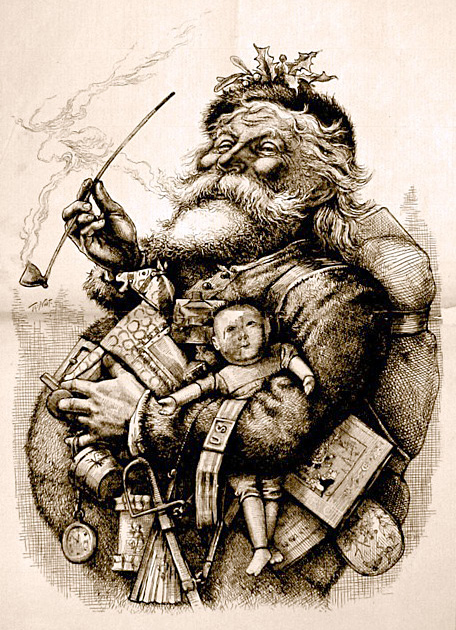 een tekening van Santa oftewel de Kerstman